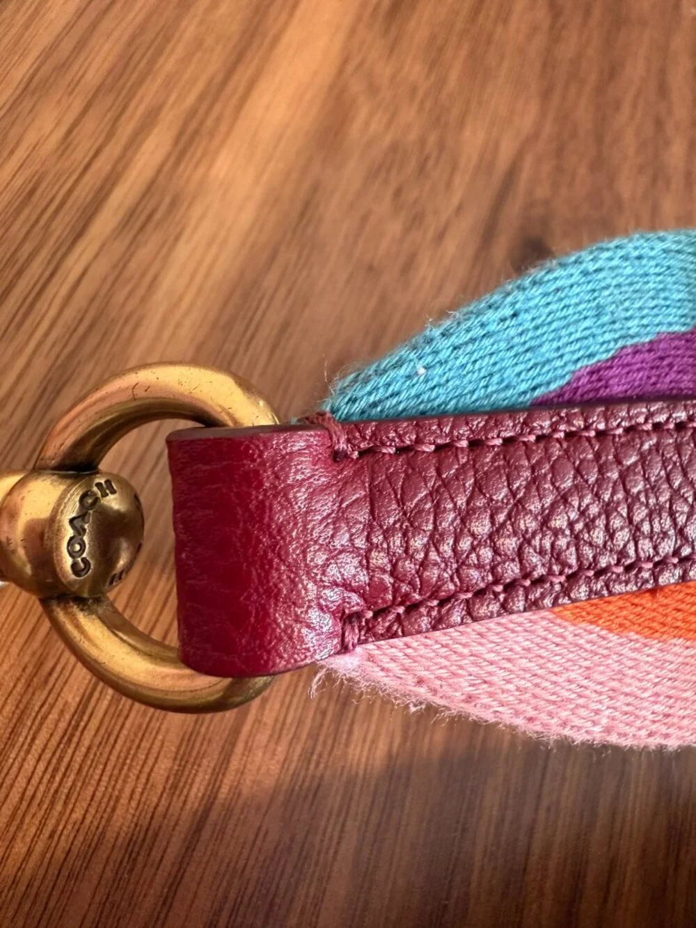 Coach Rainbow Striped Webbing Strap adjustable EUC